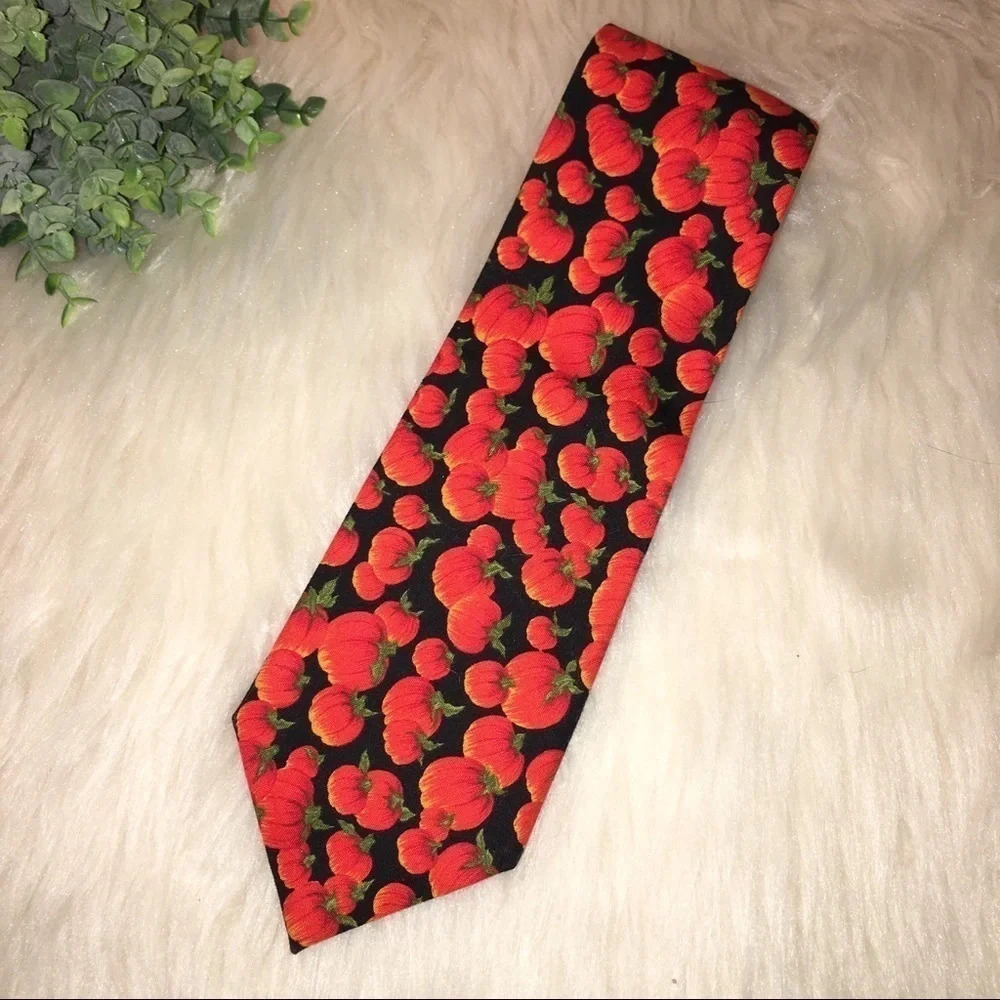 BEANS McGEE Pumpkin Fall Thanksgiving Neck Tie